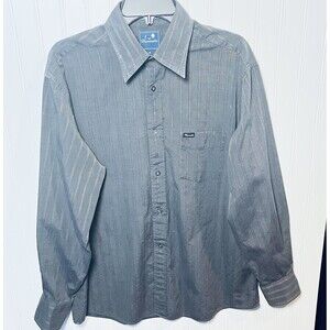 Faconnable Classique Men’s Gray Button Down Shirt Long Sleeve Cotton Medium